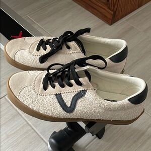Vans Cream and Black Sneakers